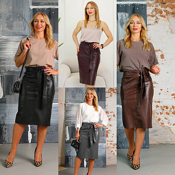 Жіноча спідниця олівець з еко-шкіри великі розміри і норма (44-56)