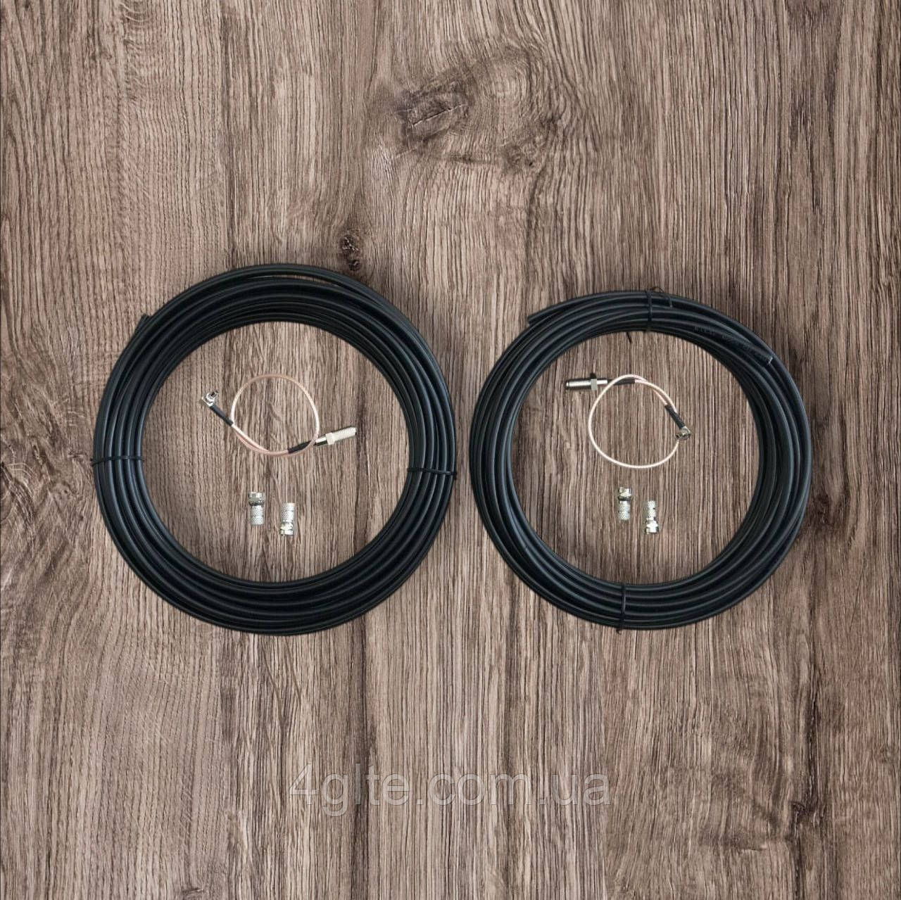 Коаксіальний кабель RG58 50 Ом 2 по 10 метрів + F-роз'єми + антенні перехідники CRC9 (MIMO), фото 1