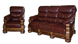 Новий шкіряний диван з кріслом "CEZAR V" (3р+1)