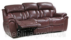 Шкіряний диван реклайнер Boston, диван реклайнер, м'який диван, меблі з шкіри, диван, розкладний диван