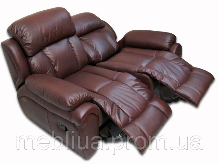 Шкіряний диван реклайнер Boston, диван реклайнер, м'який диван, меблі з шкіри, диван, розкладний диван, фото 1