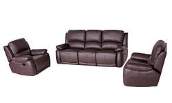 Шкіряний диван в комплекті з кріслом - DALLAS. Реклайнер (3+1)