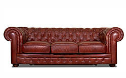 Диван Честер Класик, в екошкірі, не розкладний, коричневий