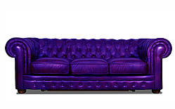 Диван Честер Класик, в екошкірі, не розкладний, фіолетовий