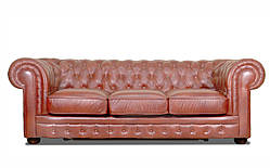 Диван Честер Класик, в екошкірі, не розкладний, бежевий