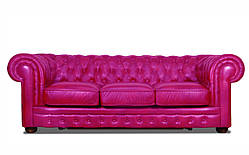 Диван Честер Класик, в екошкірі, не розкладний, пурпурний