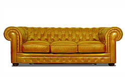 Диван Честер Класик, в екошкірі, не розкладний, жовтий