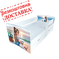 Дитяче ліжко з принтом Kinder для дитячої кімнати