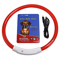 Нашийник для вихованців, що світиться, з USB зарядкою, червоний, 50 см