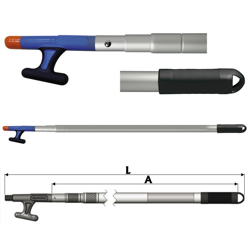 Телескопічний багор трисекційний Osculati 150/382 см алюміній/полімер міцний з нековзним гаком Італія