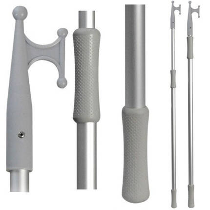 Телескопічний багор 120/212 см алюміній Osculati з подвійним захопленням і поліамідним гаком для риболовлі, фото 1