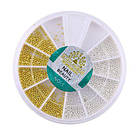 Бульйонки для декору, для нігтів мікс золото + срібло пластик у каруселі Global fashion