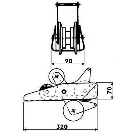 Роульс з коромислом 320 мм нержавіюча сталь Osculati для якорів до 14 кг шків нейлон Італія, фото 2
