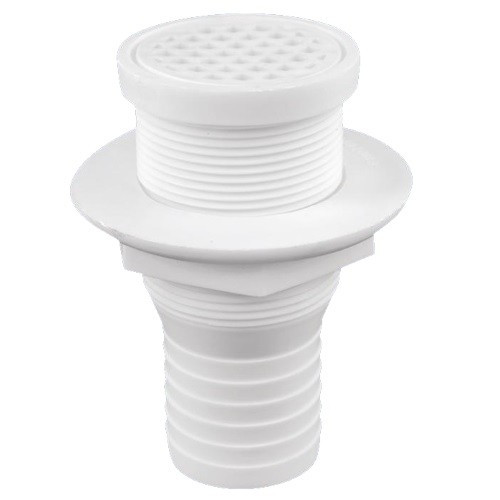Штуцер зливного шланга 38 мм поліпропілен білий Attwood для човна і катера відвід води довжина 104 мм діаметр фланця 54 мм