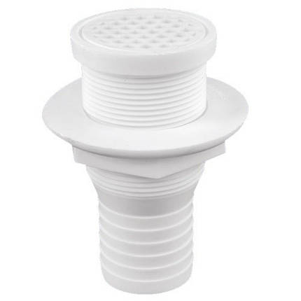 Штуцер зливного шланга 38 мм поліпропілен білий Attwood для човна і катера відвід води довжина 104 мм діаметр фланця 54 мм, фото 1