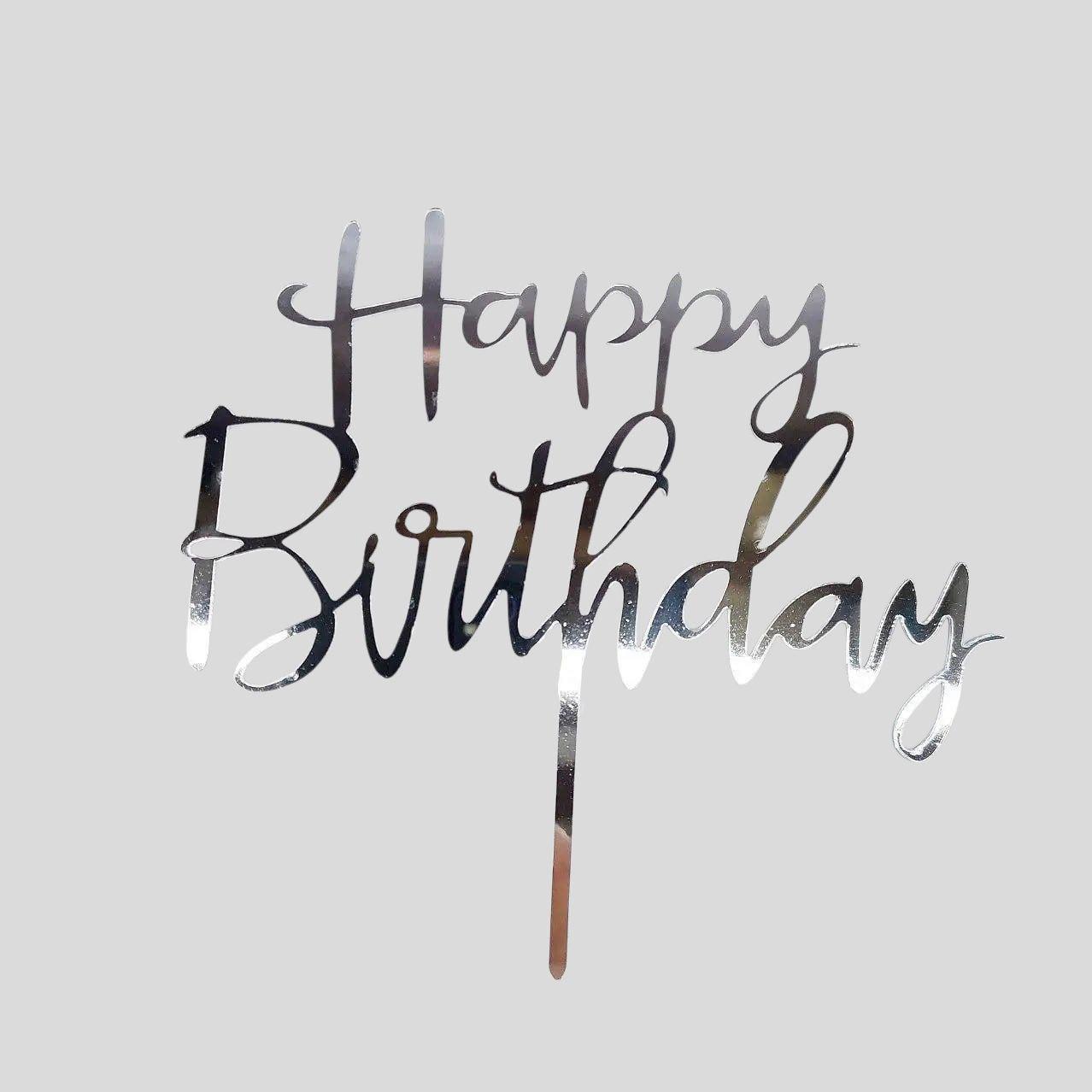 Топпер Happy birthday срібло
