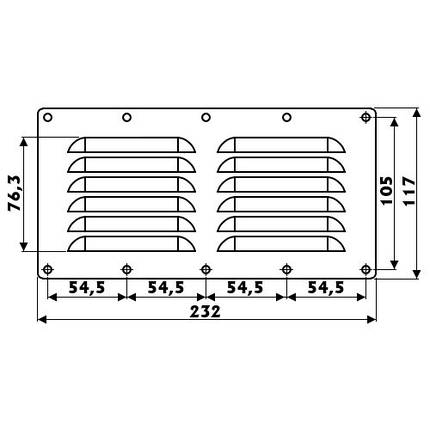 Вентиляційна решітка 118х232 мм нержавіюча сталь Osculati для човна і катера прямокутна дзеркальне полірування Італія, фото 2