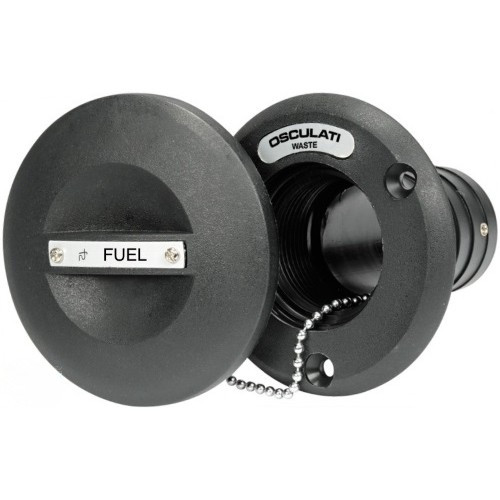 Горловина бака “FUEL” 38 мм нейлон чорний Osculati судова для човна і катера діаметр 38 мм довжина 65 мм Італія