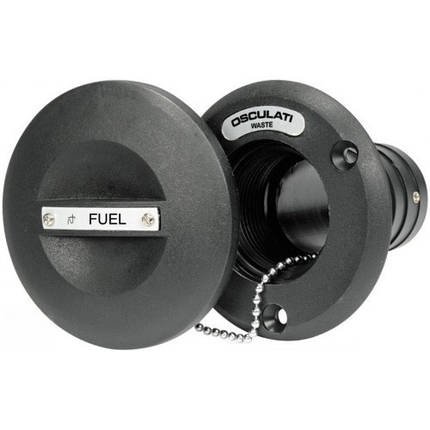 Горловина бака “FUEL” 38 мм нейлон чорний Osculati судова для човна і катера діаметр 38 мм довжина 65 мм Італія, фото 1