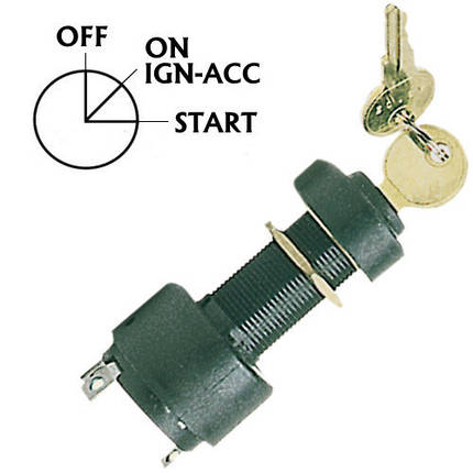 Замок запалювання 3-х позиційний Osculati водонепроникний поліамід для човна і катера латунь 10 А, фото 1