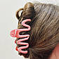 Крабик для волосся Хвиля рожевий глянцевий, фото 5