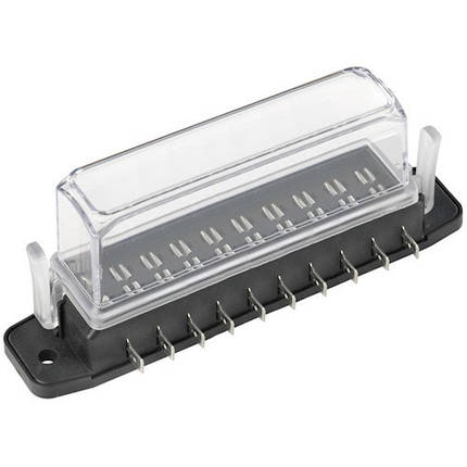 Коробка запобіжників флажкових Osculati з високою кришкою на 10 запобіжників 140×31 мм для човна і катера водонепроникна 15 А, фото 1