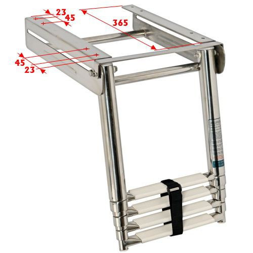 Трап для платформи телескопічний 4 ступені 300 мм нержавіюча сталь Osculati для човнів і яхт вузький з овальними ступеньками