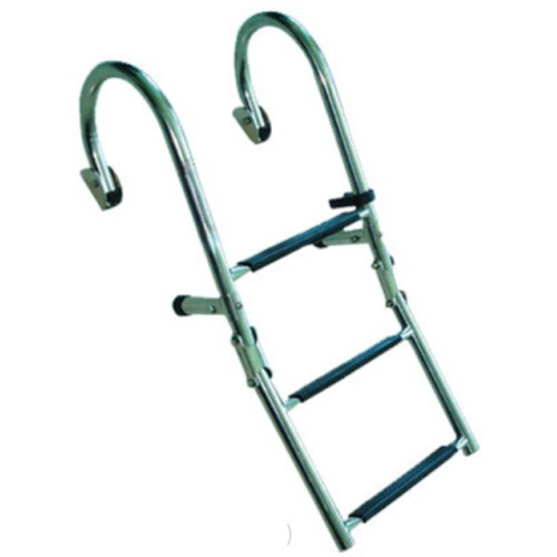 Складний трап з дугоподібними кріпленнями Sunfine 3 ступені чорний нержавіюча сталь для човна і яхти 665x228 мм антиковзний