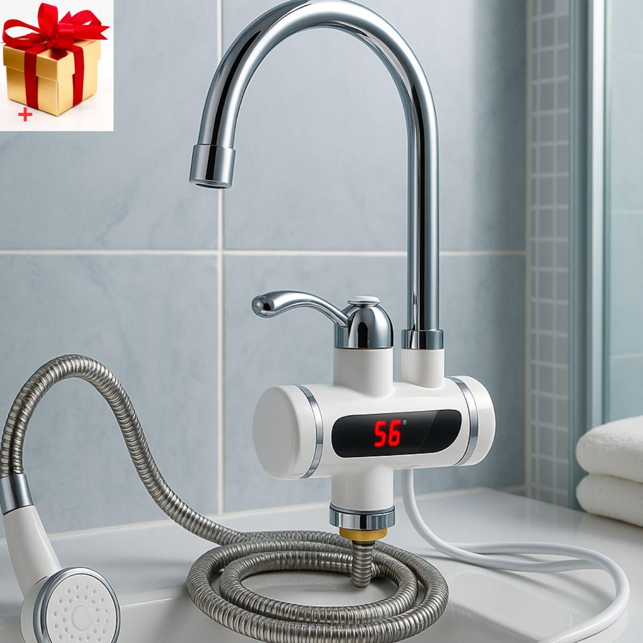 Миттєвий проточний електричний кран водонагрівач типу Delimano Делімано з душем, фото 1