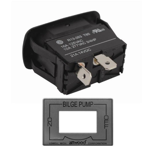 Панель управління трюмною помпою 2-х позиційна Attwood для човна та яхти живлення 6-32 В 10 А розміри 55.6x47.6 мм