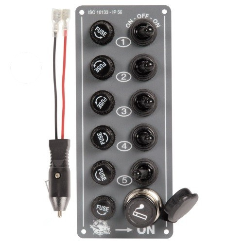 Панель управління вертикальна 5 тумблерів IP56 Osculati для човна катера і яхти алюміній захист від вологи 170x70 мм