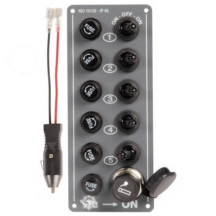 Панель управління вертикальна 5 тумблерів IP56 Osculati для човна катера і яхти алюміній захист від вологи 170x70 мм, фото 1