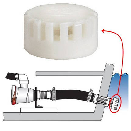 Фільтр для аератора нержавіюча сталь/пластик Attwood 3/4″ для човна катера і яхти запобігає засміченню помпи, фото 1
