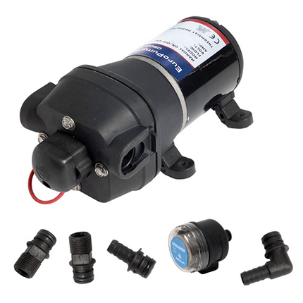 Помпа самовсмоктувальна автоматична Europump 4 клапана 12 В 20 л/хв Osculati суднова для човна і катера, фото 1