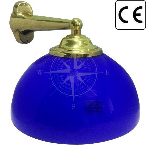 Бра для судна і яхти Porto Santo латунь синє скло E27 220 В 105 Вт IP20 Foresti & Suardi, фото 1