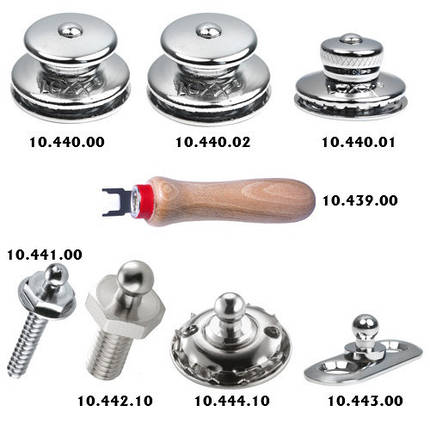 Кнопка тентовая LOXX нержавіюча сталь Osculati для човна і катера з пружинною блокуванням і широкою головкою Ø15 мм, фото 2