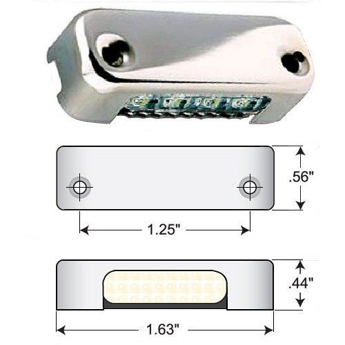 Світильник Attwood LED накладний вертикальний 12 В 1 Вт нержавіюча сталь біле світло 4 світлодіоди Osculati