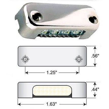 Світильник Attwood LED накладний вертикальний 12 В 1 Вт нержавіюча сталь біле світло 4 світлодіоди Osculati, фото 1