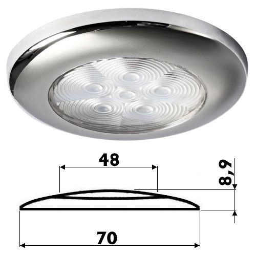 Світильник LED накладний 12/24 В 1.2 Вт пластик/неіржавка сталь прозоре скло Osculati