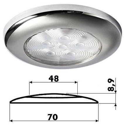 Світильник LED накладний 12/24 В 1.2 Вт пластик/неіржавка сталь прозоре скло Osculati, фото 1