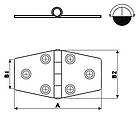 Петля суднова для човна катера яхти Osculati 38.491.00 70×38 мм товщина 17 мм нержавіюча сталь для встановлення на судно, фото 2