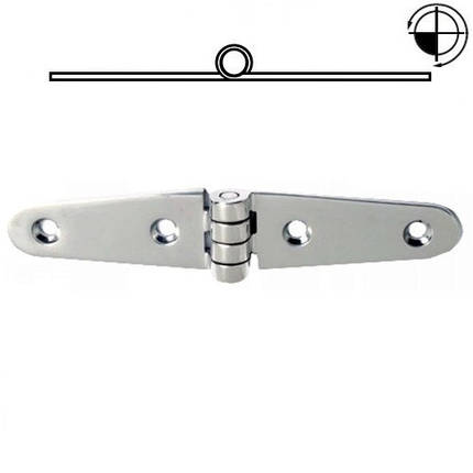 Петля 149×29 мм товщина 5 мм нержавіюча сталь Osculati для човна і катера міцна AISI 316 дзеркальне полірування, фото 1