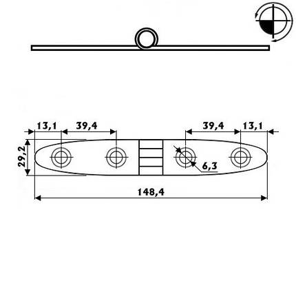 Петля 149×29 мм товщина 5 мм нержавіюча сталь Osculati для човна і катера міцна AISI 316 дзеркальне полірування, фото 2