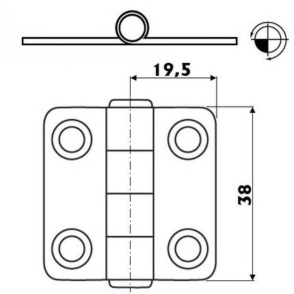Петля 38×39 мм товщина 2 мм нержавіюча сталь Osculati для човна і катера штампована Італія, фото 2