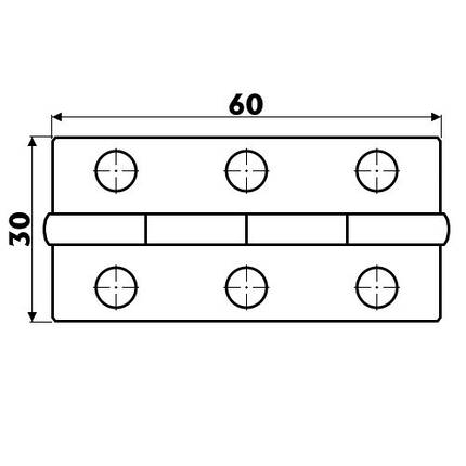 Петля 60×30 мм товщина 1.3 мм нержавіюча сталь Osculati для човна і катера шарнірна Італія, фото 2