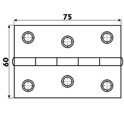 Петля 75×60 мм нержавіюча сталь Osculati для човна і катера товщина 1.3 мм Італія, фото 2