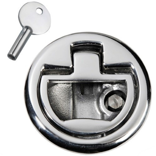 Ручка люка потайна з замком 44 мм нержавіюча сталь Osculati для човна і катера AISI 316 з повертаючим механізмом діаметр 44 мм