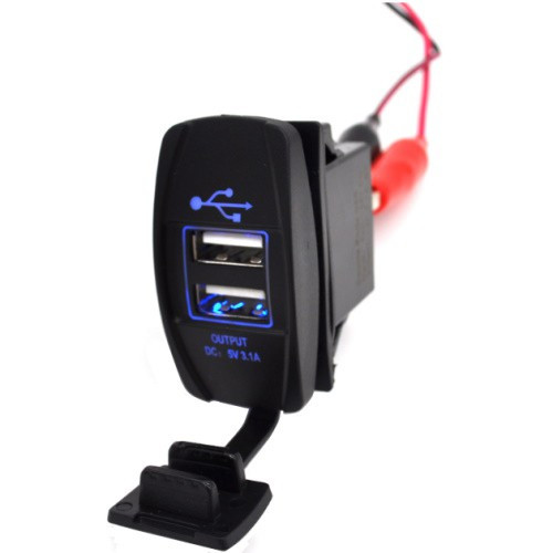 Гніздо суднове для човна катера яхти 2хUSB 12/24 В пластик чорний Sunfine