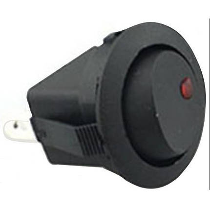 Вимикач кулісний міні OFF-ON Sunfine для човна і катера LED-підсвітка 12 В 30 А чорний полікарбонат, фото 1