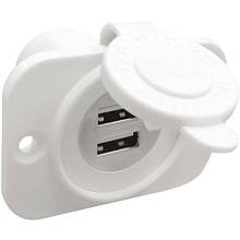 Гніздо 2хUSB 12/24 В поліамід білий Osculati для судна човна і катера